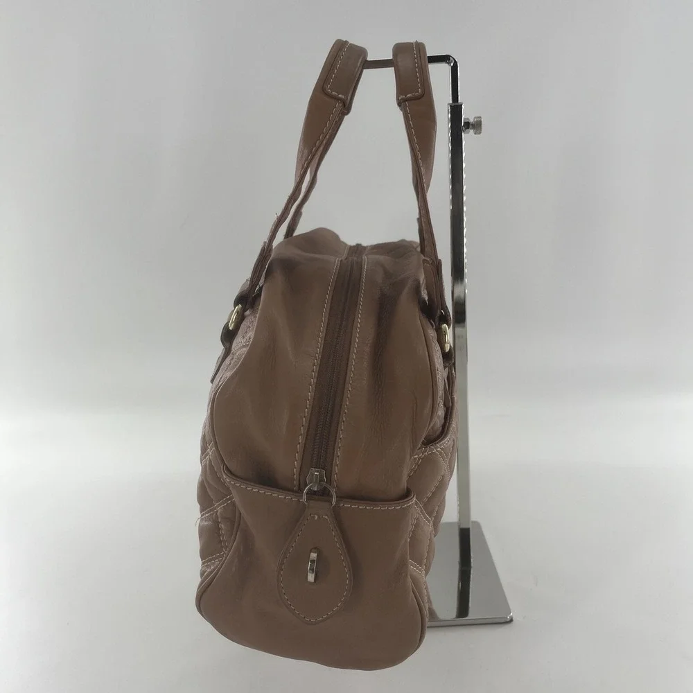 Barr + Barr New York Leather Quilted Satchel Crossbody‎ Tan Camel Bag Purse
